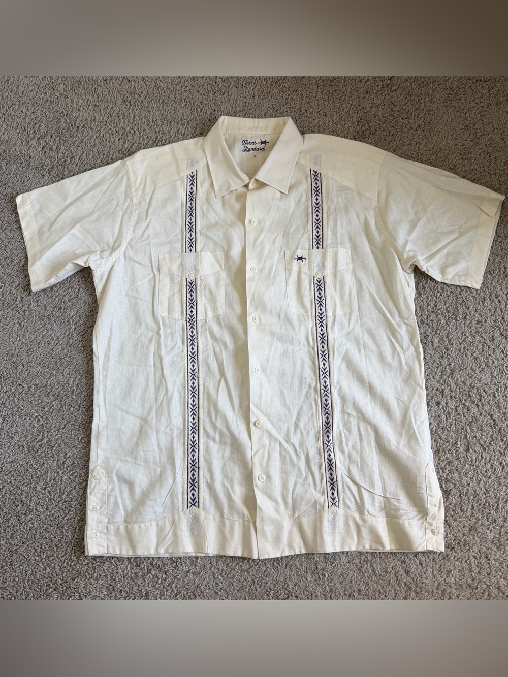 Texas Standard TEJAS GUAYABERA Linen Short Sleeve TCU Button Down Shirt
